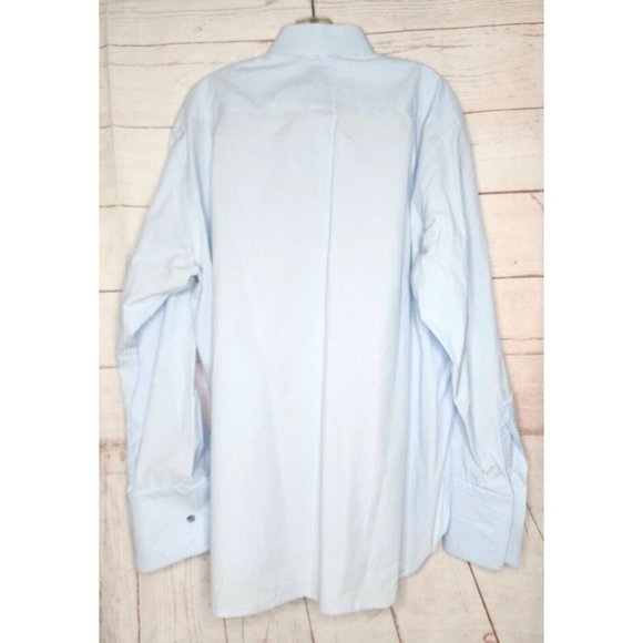 Charles Tyrwhitt London Blue Checkered French Cuff 17 1/2x36 Embroidered Shirt - Picture 7 of 12